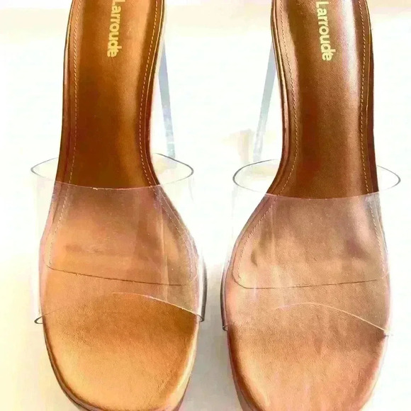 NEW! Larroudé Dolly Lucite Vinyl Platform Mules - Picture 2 of 9